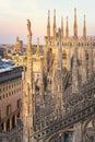 At top of the Milan Cathedral at sunset