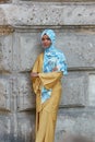 Top model Halima Aden with hijab before Max Mara fashion show, Milan Fashion Week street style on September Royalty Free Stock Photo