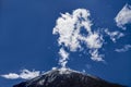 The top of the mount Kilimanjaro as seen from the ground (Tanzania)