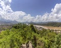 Top of Mount Phou Si panorama to Luang Prabang and Mekong river, Laos Royalty Free Stock Photo