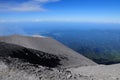 At the top of Mount Semeru near the volcanic crater