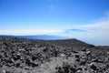 At the top of Mount Semeru near the volcanic crater