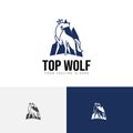 Top Mountain King Crown Wolf Alpha Logo Royalty Free Stock Photo