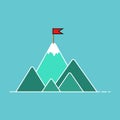 Top of the mountain with red flag , Success business concept, vector, illustration Royalty Free Stock Photo