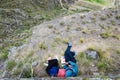 At the top of the mountain in the ruins of Ollantaytambo