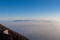 Peaceful Mountain View Above the Clouds at Sunrise Royalty Free Stock Photo