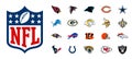 TOP NFL teams. Set of logos. American football. NFC and AFC commands. Vector illustration. VINNITSA, UKRAINE - APRIL 2 Royalty Free Stock Photo