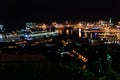 Top night view of the port of Genoa Royalty Free Stock Photo