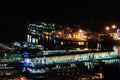 Top night view of the port of Genoa Royalty Free Stock Photo