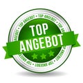 Top offer Button - Online Badge Marketing Banner with Ribbon. German-Translation: Top Angebot
