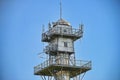 Top of old parachute jump tower at the Cetatuia hill from Cluj. Royalty Free Stock Photo