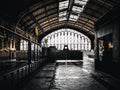 Top of old Seville railway Station. Interior architecture of Plaza de Armas old train station. Spain Royalty Free Stock Photo