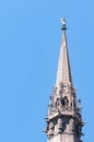 Top of the main, steeples, of the cathedral, our lady of Rheims, France Royalty Free Stock Photo