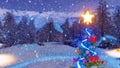 Outdoor decorated Christmas tree at winter night 4K