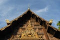 Top part and roof of the wooden sanctuary of Phan Tao temple in Chiang Mai, Thailand