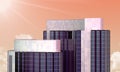 Top part skyscraper in pink tinted