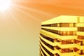 Top part skyscraper in yellow tinted Royalty Free Stock Photo