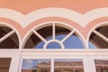 Top part of window on top of door of Chino-Portuguese architectural style Royalty Free Stock Photo