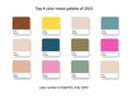 Top 4 pastel color mixes palette of 2023. Trend color guide collection in RGB, CMYK. Bright color set for fashion, home Royalty Free Stock Photo