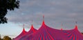 Top of striped big tent at the Gunnersville Festival concert series in Gunnersbury Park, Chiswick, London UK