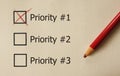 Top Priority check box Royalty Free Stock Photo