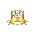 Top quality golden shield icon, flat style Royalty Free Stock Photo