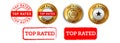 top rated rectangle circle stamp and seal badge label sticker sign for achievement best rating Royalty Free Stock Photo