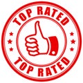 Top rated stamp, thumb up symbol