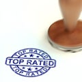 Top rated stamp means excellent foremost product - 3d illustration