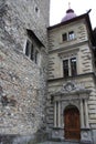 Top of Rathaus hall in Lucerne, Switzerland with the oldest city clock built by Hans Luter in 1535