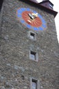 Top of Rathaus tower hall in Lucerne, Switzerland with the oldest city clock built by Hans Luter in 1535