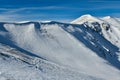 The top ridge of Emperial bowl area of Breckenridge ski resort. Extreme winter sports. Royalty Free Stock Photo