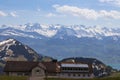 Top of Rigi Kulm Luzern Switzerland with Alps snow mountain view Royalty Free Stock Photo