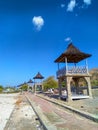 Top roof of huts is traditional sacred house of Timor-Leste in one dollar beach, Metinaro