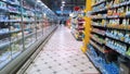 Top Russian Supermarket is one of largest players of retail industry in Russia. Rack systems. Shopping concept. Aisle. Grocery