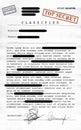 Top secret document, declassified, confidential information, secret text. Non-public information