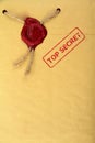 Top secret mail with red stamp and wax seal Royalty Free Stock Photo