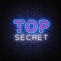 Top Secret Neon Sign Vector Illustration. Vintage design template with top secret.Vector template Royalty Free Stock Photo