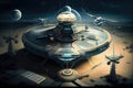 top-secret ufo cosmodrome, with various ufos and advanced technologies on display