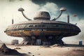 top-secret ufo cosmodrome, with various ufos and advanced technologies on display