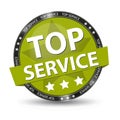 Top Service Glossy Button - Green Vector Illustration - Isolated On White Background Royalty Free Stock Photo