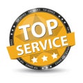 Top Service Glossy Button - Yellow Vector Illustration - Isolated On White Background Royalty Free Stock Photo