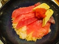 Top shot of Japanese Food Tuna chirashi don Royalty Free Stock Photo