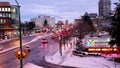 Top shot of pedestrian crossing stree and traffic flow