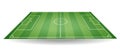 Top and side view of football field. Textured soccer field in perspective. Green playground backgro