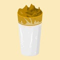 Top Side View Iced Korean Dalgona Coffee Vector Illustration