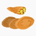 Top Side View Indian Masala Dosa With Potato Filling Vector Illustration