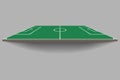 Top and side view of soccer field. Green flat football field mockup. 3d soccer field vector Royalty Free Stock Photo