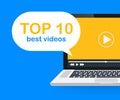 Top 10. Simple Best Video Banner Tag. Click through rate, competition of media maker concept. Vector illustration.