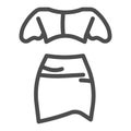 Top and skirt line icon, Summer clothes concept, Women elegant clothes sign on white background, woman crop top and